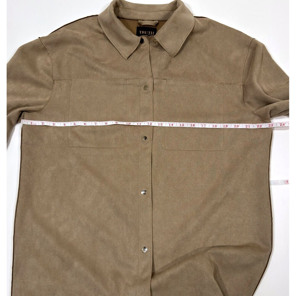 Truth by Republic Faux Suede Shirt Jacket Cafe Brown - Large - Picture 6 of 6